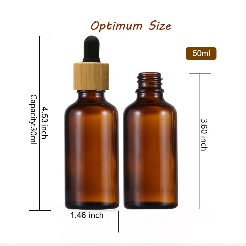 bamboo brown glass tincture bottle 30ml essential oil bottle with bamboo wooden dropper cap frosted amber cosmetic glass bottle