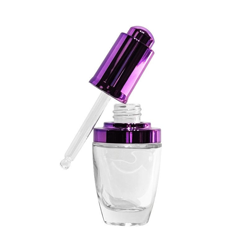 Spiral Mouth Skin Care Essence Bottle 25ml Serum Oil Dropper Glass Bottle With Push Button Dropper