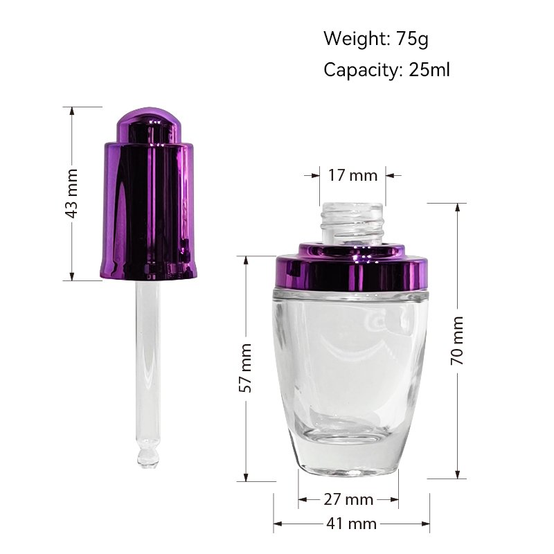 Spiral Mouth Skin Care Essence Bottle 25ml Serum Oil Dropper Glass Bottle With Push Button Dropper