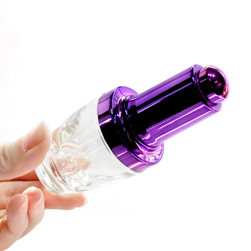 Spiral Mouth Skin Care Essence Bottle 25ml Serum Oil Dropper Glass Bottle With Push Button Dropper