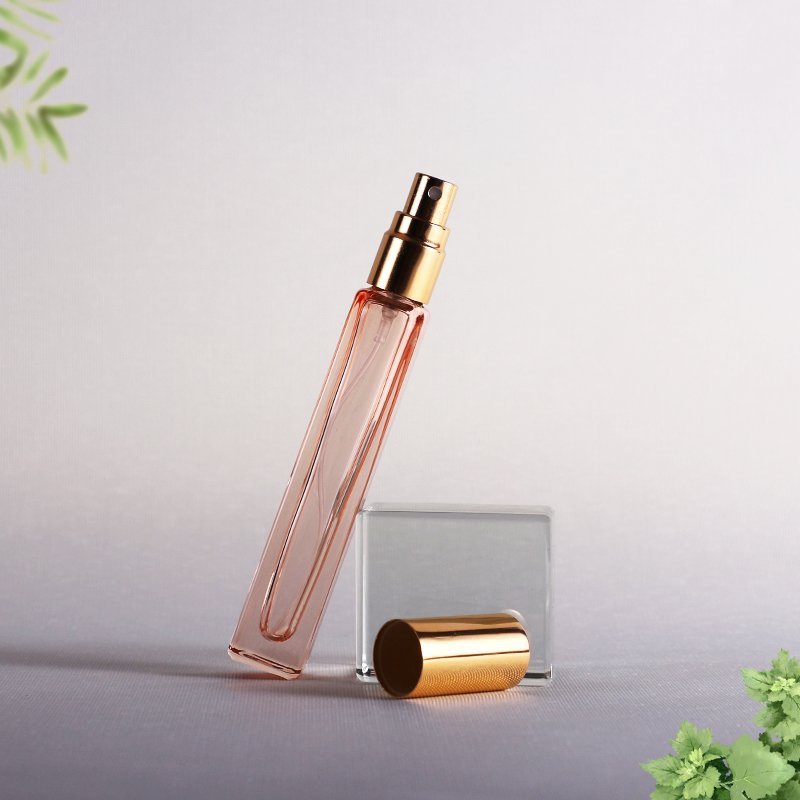 Wholesale 10ml square glass bottle portable glass refillable perfume atomizer crimp pump spray