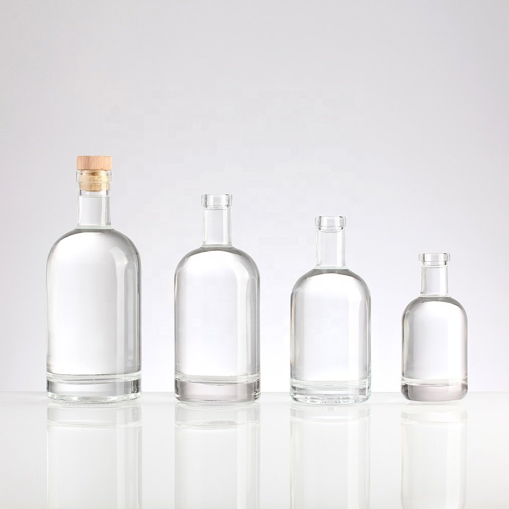 Fully recyclable glass bottle 500ml 700ml 750ml with wood cork top