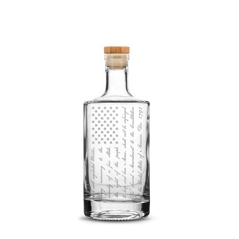 Fully recyclable glass bottle 500ml 700ml 750ml with wood cork top