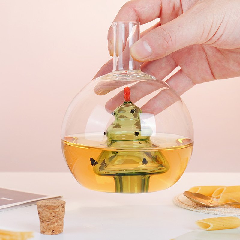 New High Borosilicate Glass Oil Pot Christmas Tree Oil Vinegar Bottle Creative Glass Sealed Seasoning Pot Glass Oil Pot