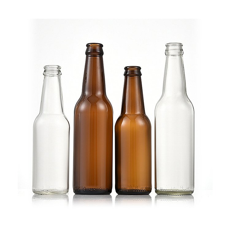 Custom Empty Beer Bottle Glass Bottle 250ml 330ml 500ml 640ml 750ml 1000ml Amber Clear Blue Wine Bottle with Cap