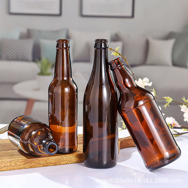 Custom Empty Beer Bottle Glass Bottle 250ml 330ml 500ml 640ml 750ml 1000ml Amber Clear Blue Wine Bottle with Cap