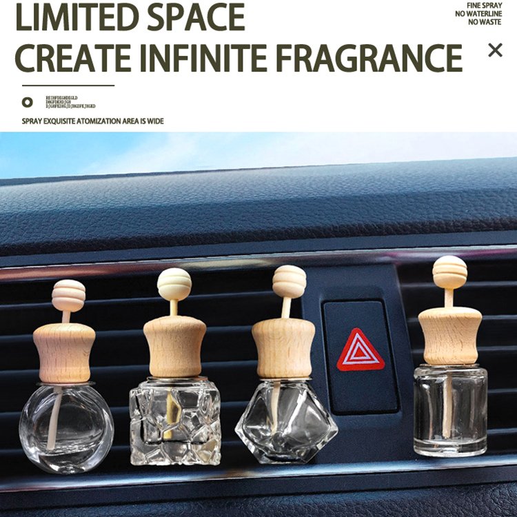 ANLN 8ml 10ml Empty Clear Glass Car Vent Air Freshener Diffuser Perfume Oil Bottle With Metal Clip