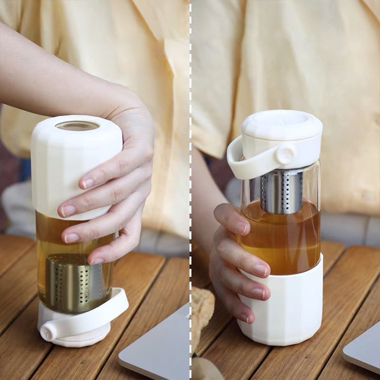 Everich BPA Free Borosilicate Glass Tea Infuser Eco Sports Portable Glass Drinking Water Bottle With Filter