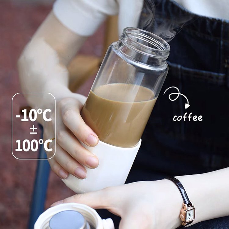 Everich BPA Free Borosilicate Glass Tea Infuser Eco Sports Portable Glass Drinking Water Bottle With Filter