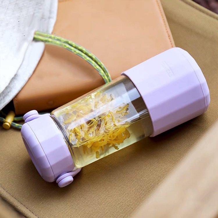 Everich BPA Free Borosilicate Glass Tea Infuser Eco Sports Portable Glass Drinking Water Bottle With Filter