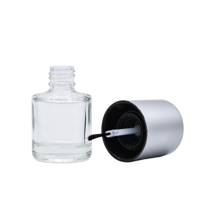 In stock wholesale 5ml 10ml 15ml round glass empty nail polish glass bottle with brush