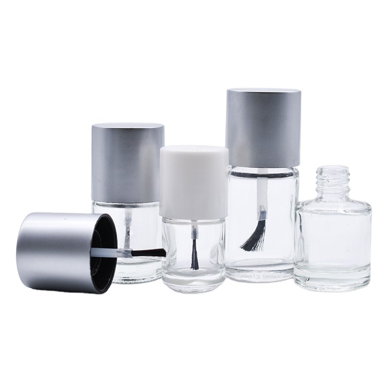 In stock wholesale 5ml 10ml 15ml round glass empty nail polish glass bottle with brush