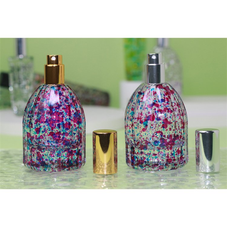 Custom Decoration New Style Hot Selling Colorful Spot Spray Aluminum Perfume Spray-head 50ml Perfume Glass Bottle