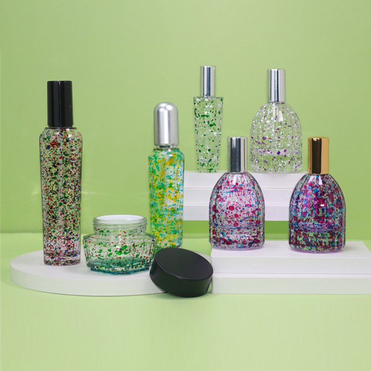 Custom Decoration New Style Hot Selling Colorful Spot Spray Aluminum Perfume Spray-head 50ml Perfume Glass Bottle