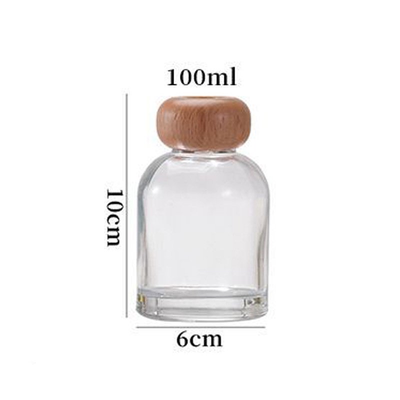 Best Selling Factory Custom Aroma Perfume reed diffuser aromatherapy bottles Wooden Cap OEM Brand Diffuser Glass Bottle With Box