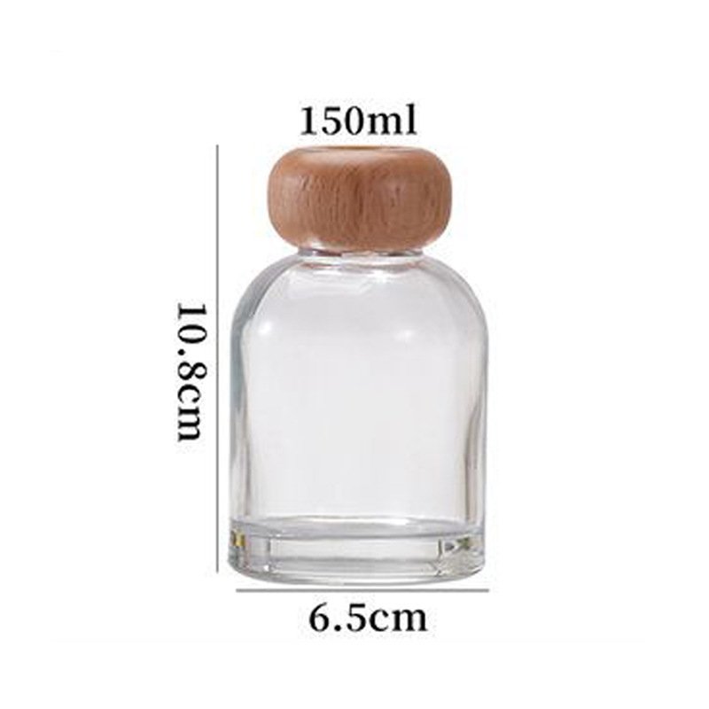 Best Selling Factory Custom Aroma Perfume reed diffuser aromatherapy bottles Wooden Cap OEM Brand Diffuser Glass Bottle With Box