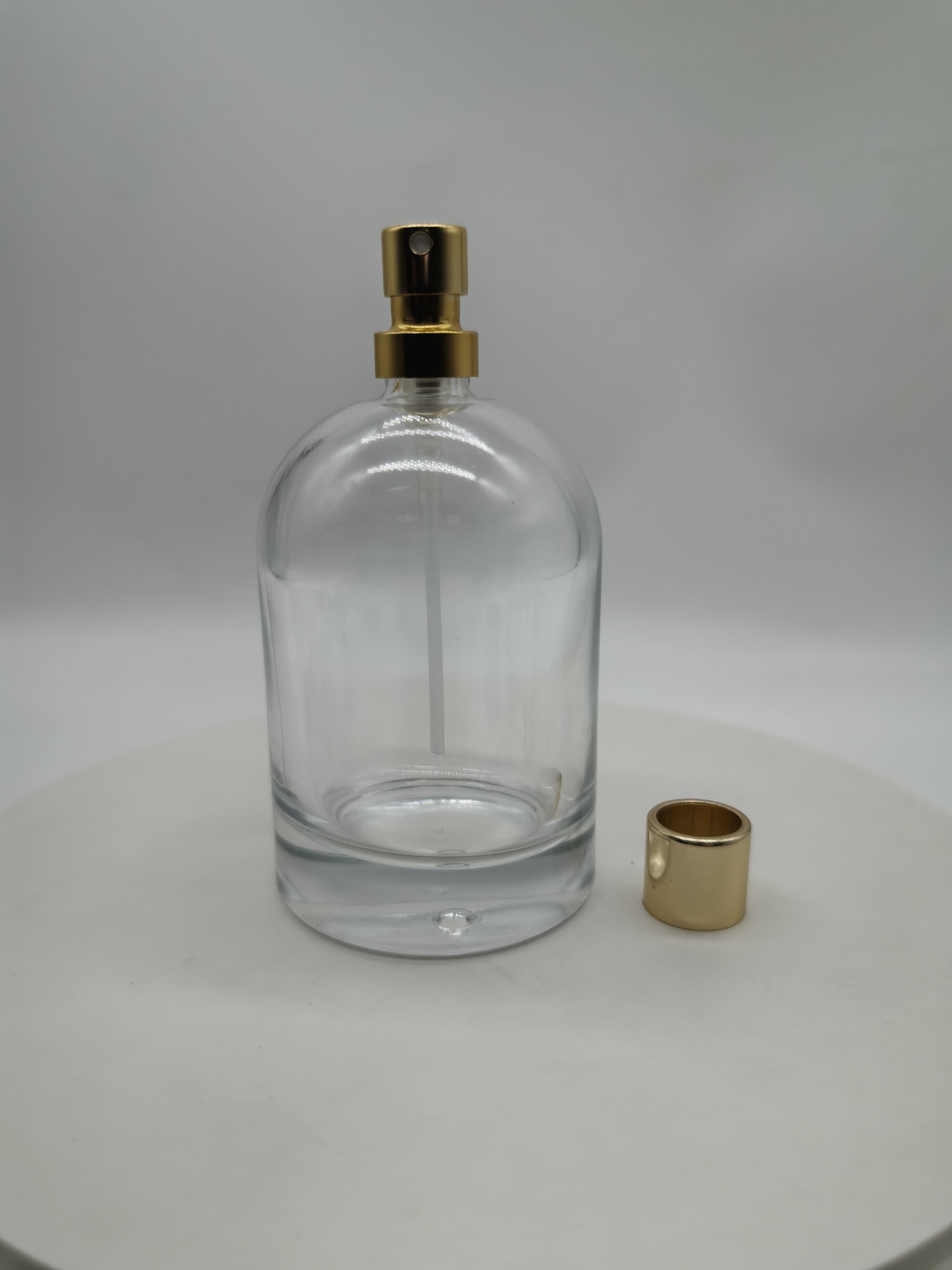 hot sale empty luxury 30ml 50ml 100ml FEA crimping pump clear fragrance all aluminum mist spray with cap perfume glass bottle