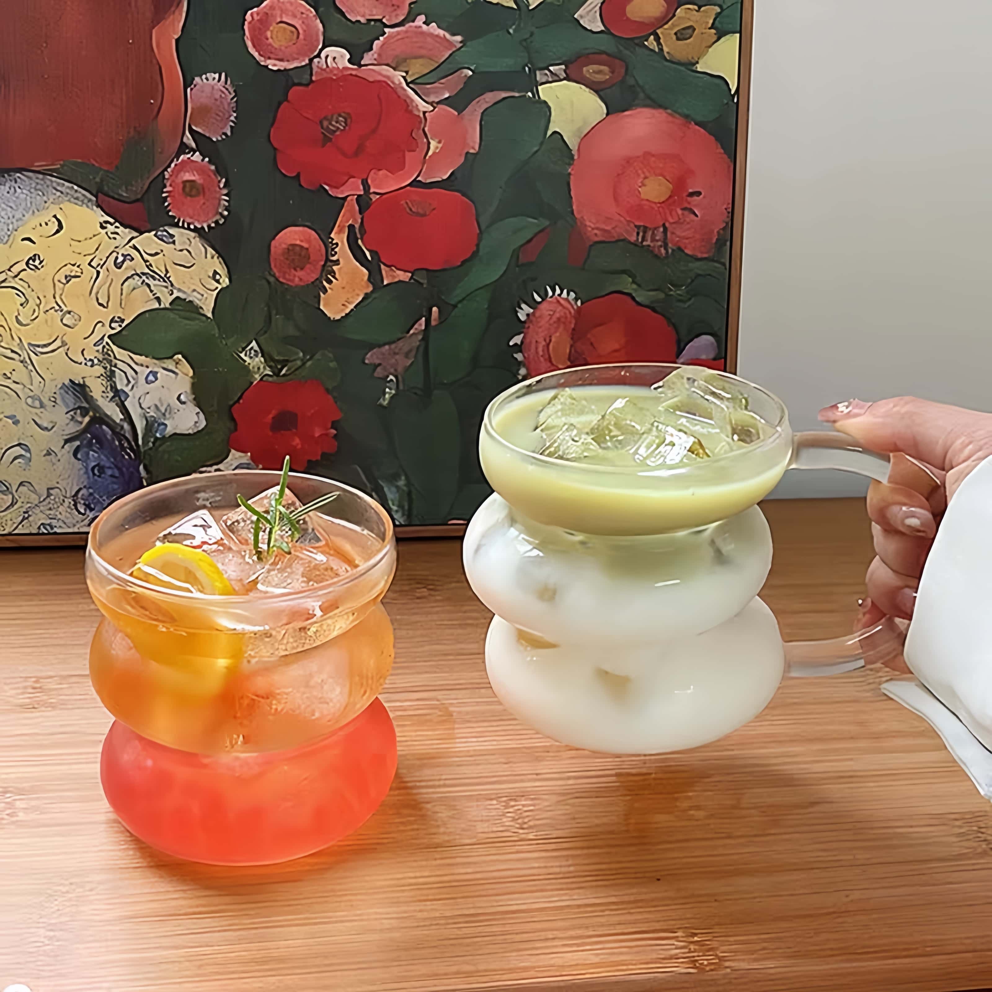450ml Vintage Simple Reusable Clear Corrugated Glass Mug Water Mug cute mug glass