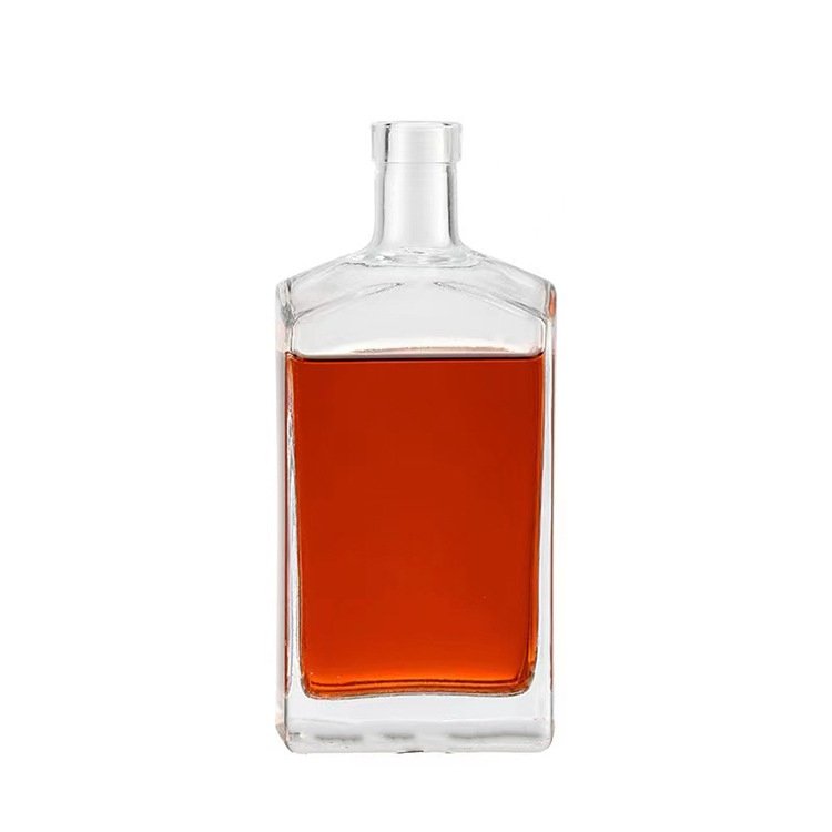 Custom Clear Round gin vodka rum bottle 500ml 750ml 1000ml Glass Liquor Wine Whisky Bottle Square Empty Spirit Glass Bottle