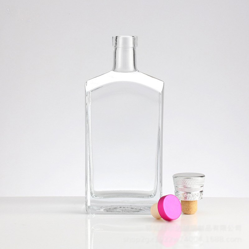 Custom Clear Round gin vodka rum bottle 500ml 750ml 1000ml Glass Liquor Wine Whisky Bottle Square Empty Spirit Glass Bottle