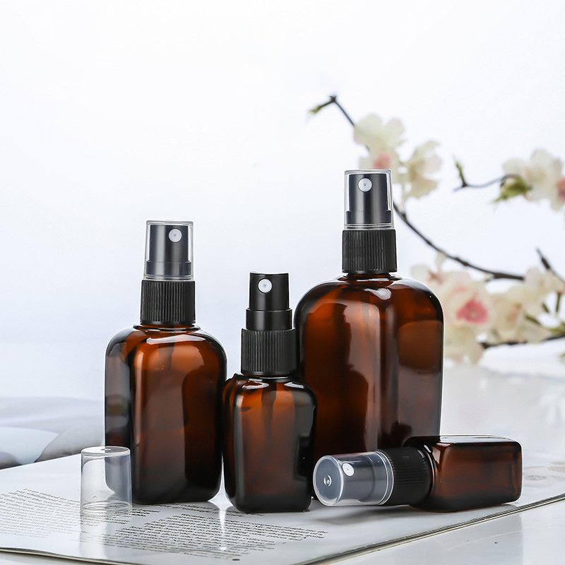 Amber Glass Fine Mist Sprayer Bottle 10ml 30ml 100ml Empty Refillable Essential Oils Perfume Cologne Atomizer for Outside Travel