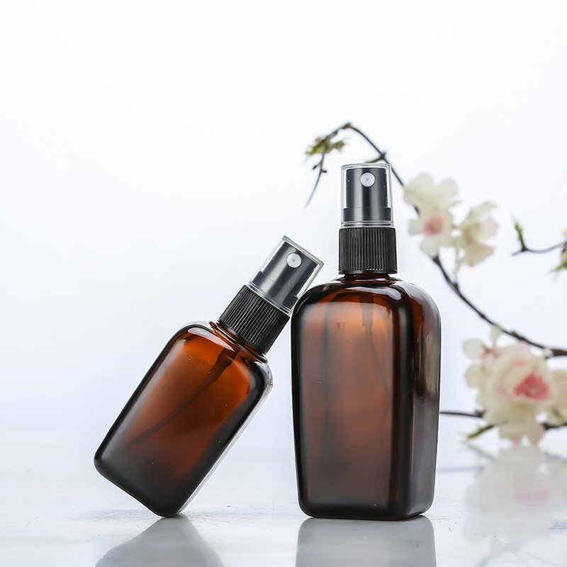 Amber Glass Fine Mist Sprayer Bottle 10ml 30ml 100ml Empty Refillable Essential Oils Perfume Cologne Atomizer for Outside Travel