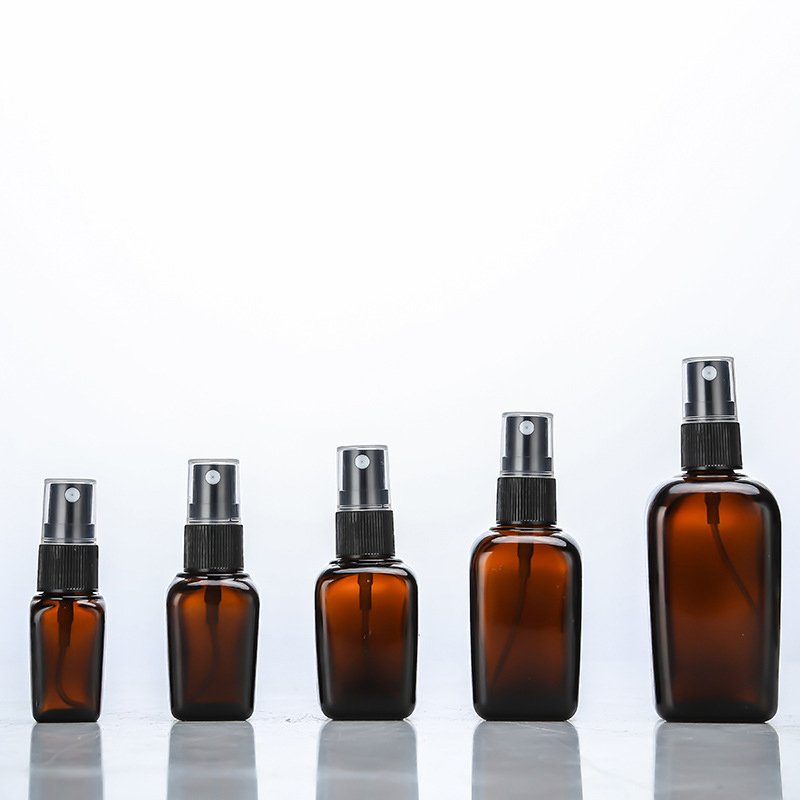 Amber Glass Fine Mist Sprayer Bottle 10ml 30ml 100ml Empty Refillable Essential Oils Perfume Cologne Atomizer for Outside Travel