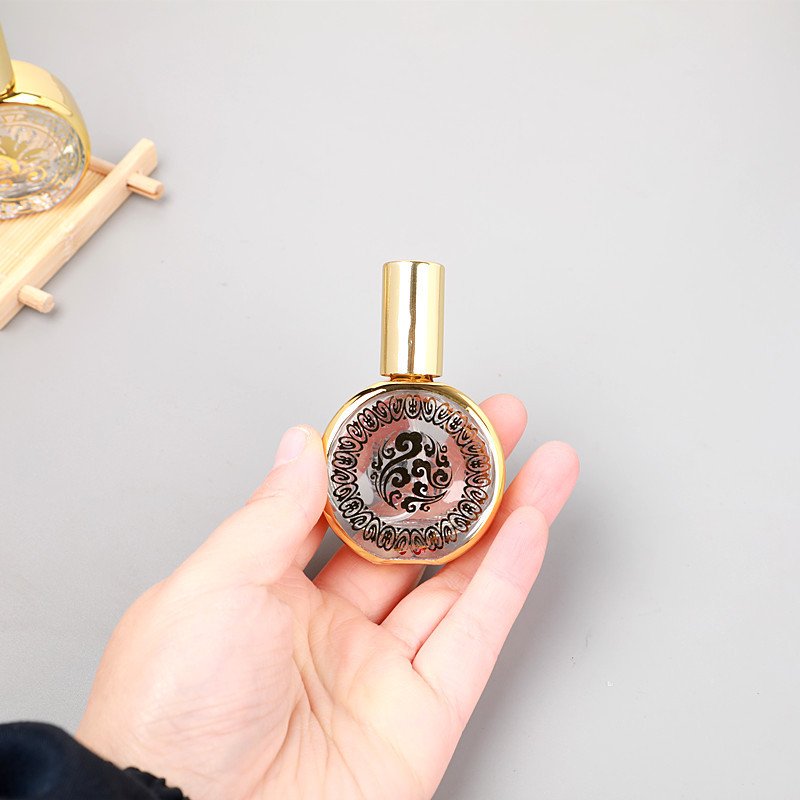 20ml Empty Glass Spray Bottle Transparent Gold Stamping Perfume Atomizer Round Mist Sprayer