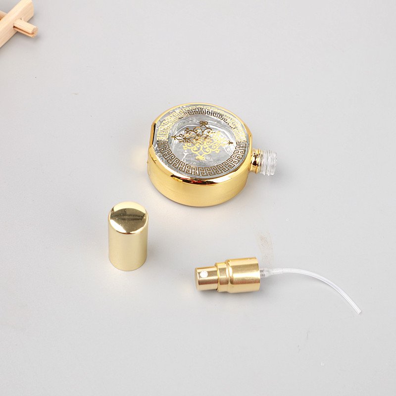 20ml Empty Glass Spray Bottle Transparent Gold Stamping Perfume Atomizer Round Mist Sprayer
