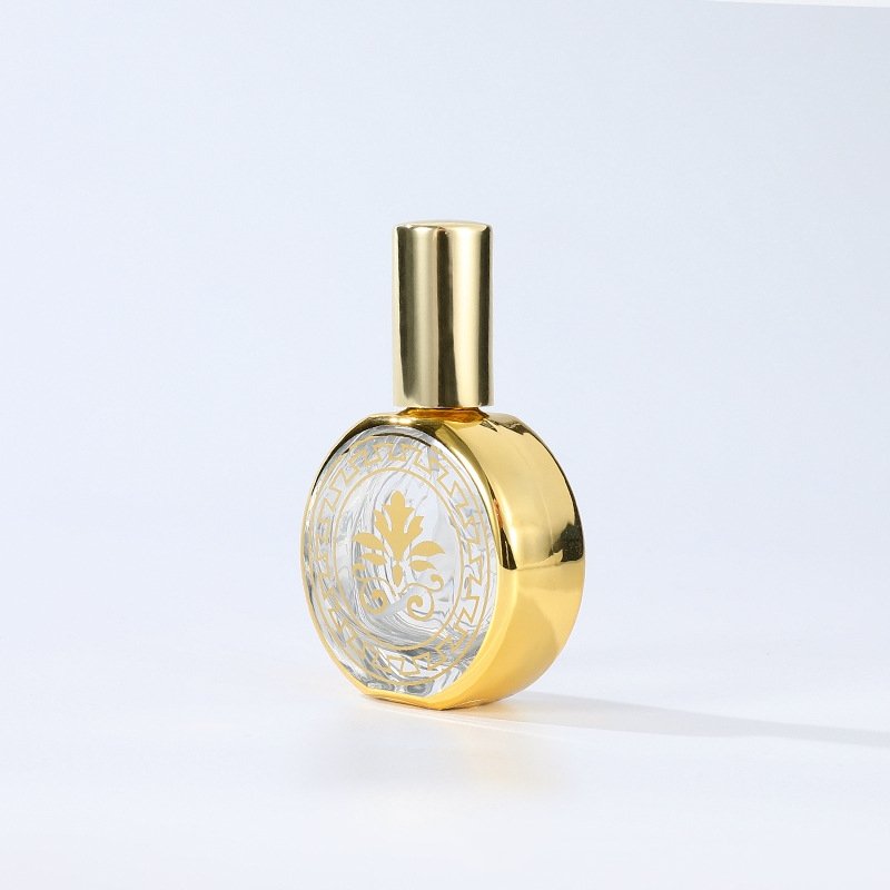 20ml Empty Glass Spray Bottle Transparent Gold Stamping Perfume Atomizer Round Mist Sprayer