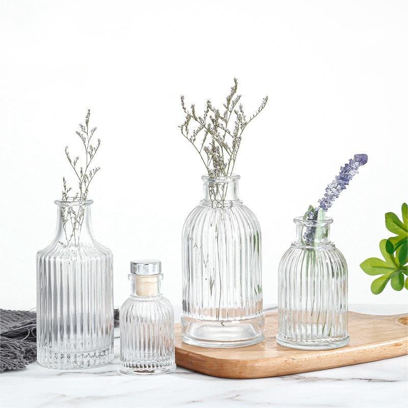 Luxury 150ml 250m Vertical Stripe Aromatherapy Bottle Rattan Aroma Reed Diffuser Glass Bottle