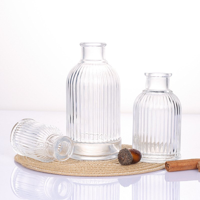 Luxury 150ml 250m Vertical Stripe Aromatherapy Bottle Rattan Aroma Reed Diffuser Glass Bottle