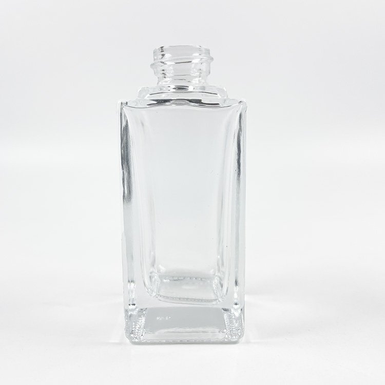 high end 15ml 25ml 30ml square clear cosmetic glass bottle make up liquid foundation pump bottle with black cap