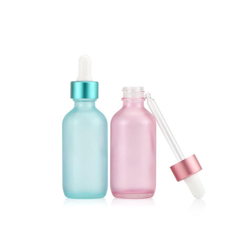 High quality 1/2oz 1oz 2oz 4oz CR cap essential oil gradient red blue green yellow boston round glass dropper bottles