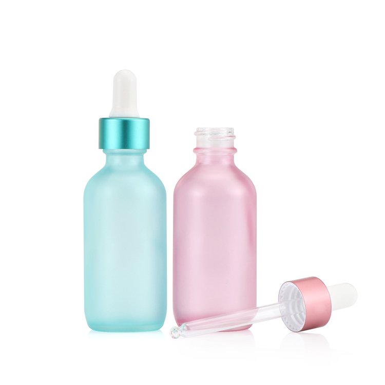 High quality 1/2oz 1oz 2oz 4oz CR cap essential oil gradient red blue green yellow boston round glass dropper bottles