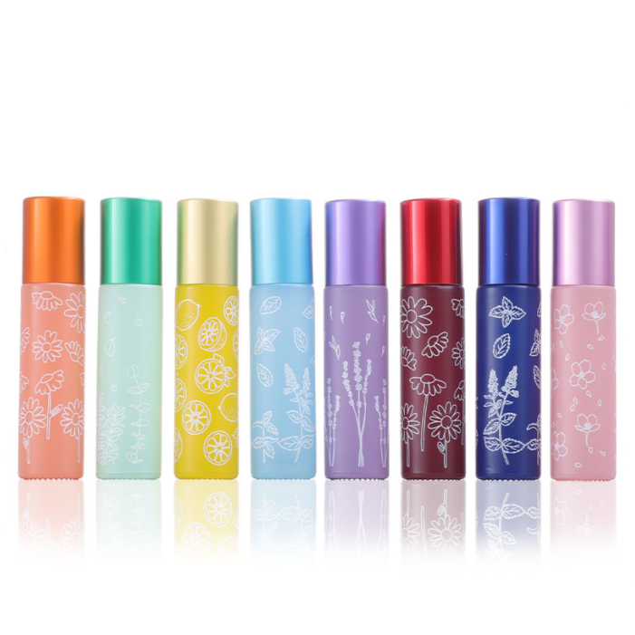 10ml gemstone jade roller ball empty screw portable essential oil glass roll on perfume bottle