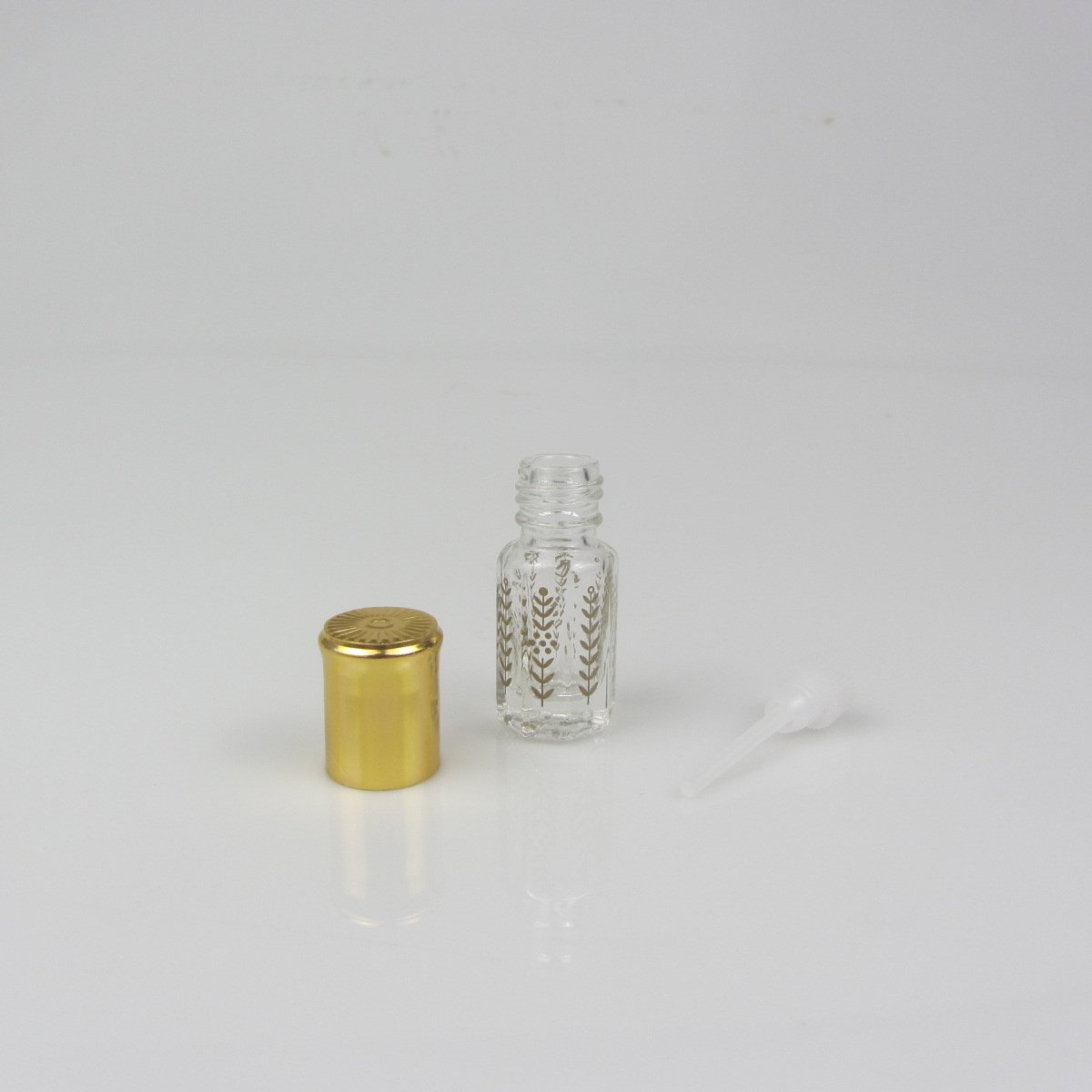 Luxury Octagonal Shape Attar Roll On Bottle 3ml Essential Oil Attar Glass Bottle