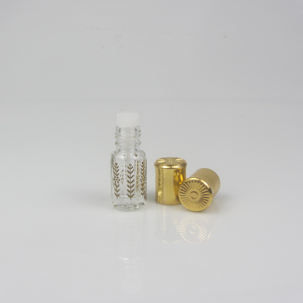 Luxury Octagonal Shape Attar Roll On Bottle 3ml Essential Oil Attar Glass Bottle