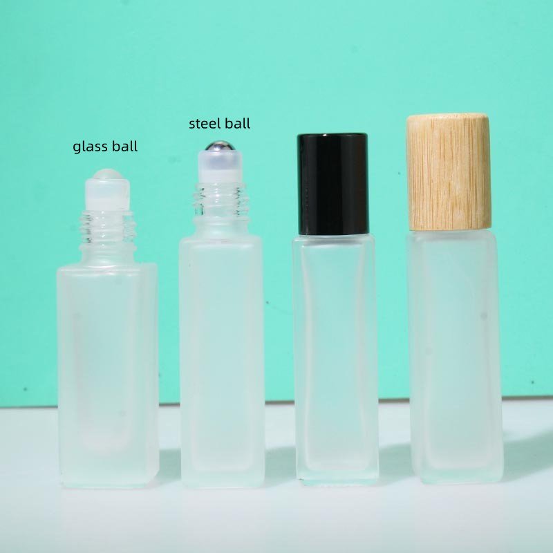 Hot Sale 5ml Square Essential Oil Roll On Bottle Clear Frosted Glass Roller Bottle with Metal Roller And Silver Gold Black Cap
