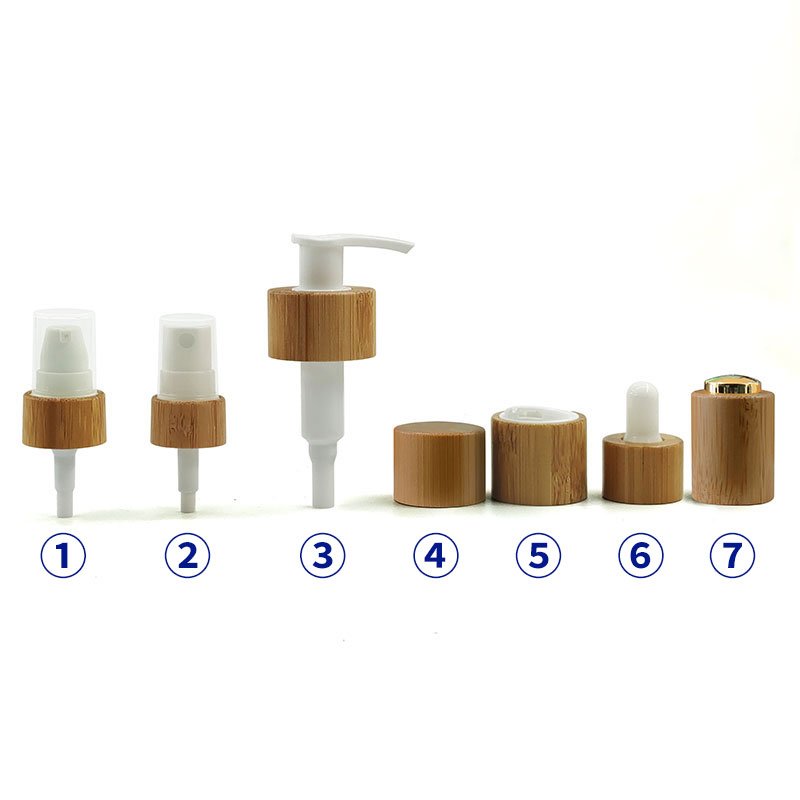 flat shoulder pump bottle 30ml 50ml 100ml 120ml Frosted luxury bamboo skin care cosmetic bottle and jar packaging set