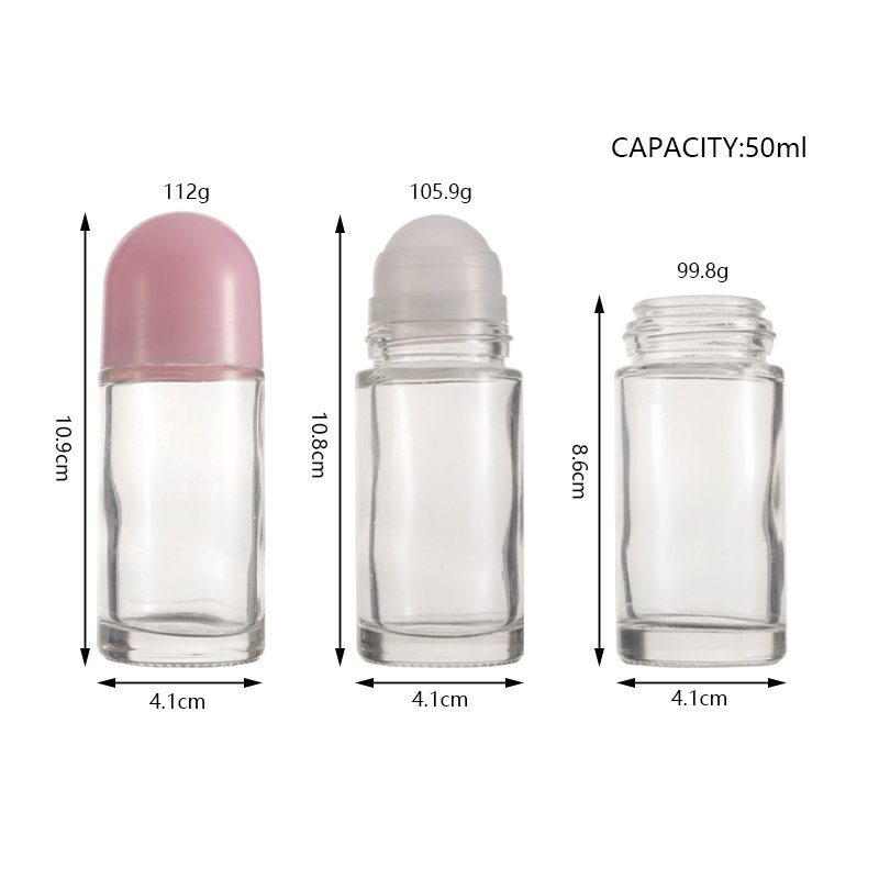 50ml Clear Deodorant Roll On Glass Bottle Essential Oil Perfume Roller Bottle Clear Glass Roll On Bottle With Cap