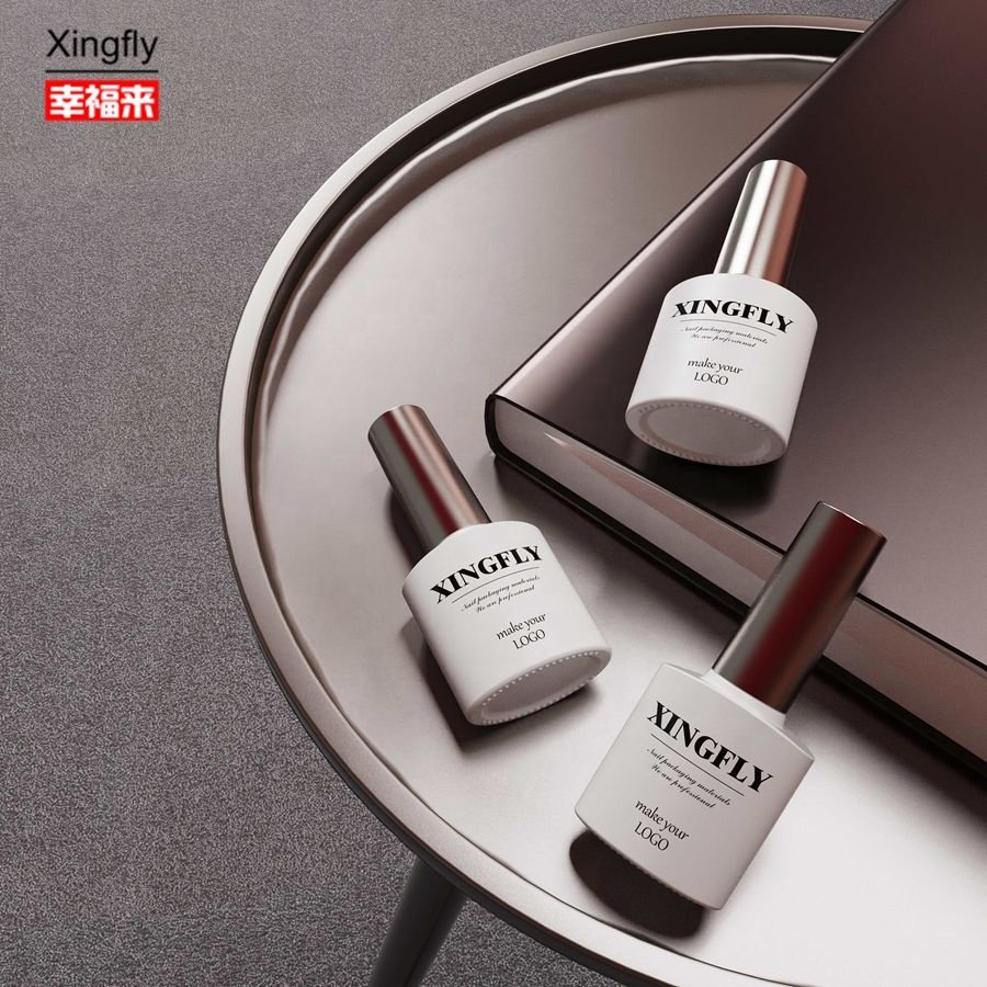 Customized Unique Design 7ml Empty Uv Gel Nail Polish Cosmetics Glass Bottle For Nail Polish With Cap Brush