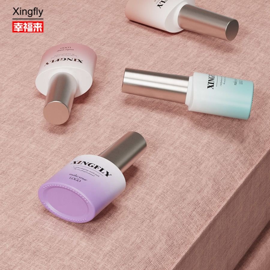 Customized Unique Design 7ml Empty Uv Gel Nail Polish Cosmetics Glass Bottle For Nail Polish With Cap Brush
