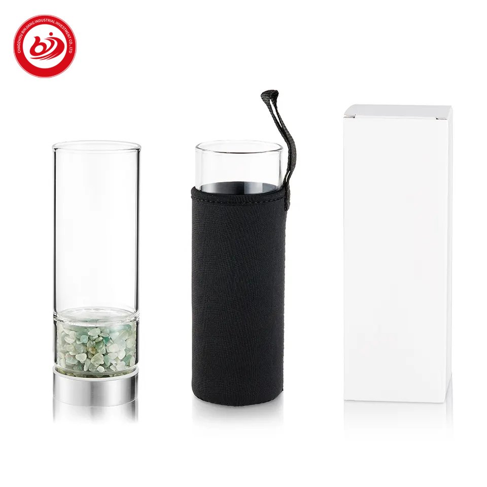 Wholesale natural quartz energy healing colorful crystal cup gravels drinking tea cup glass water cup