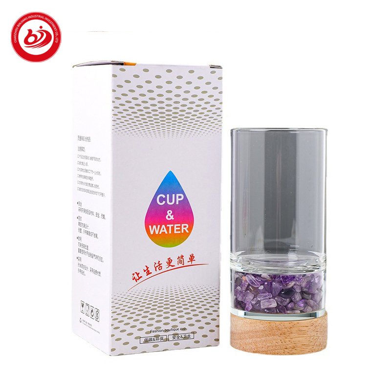 Wholesale natural quartz energy healing colorful crystal cup gravels drinking tea cup glass water cup