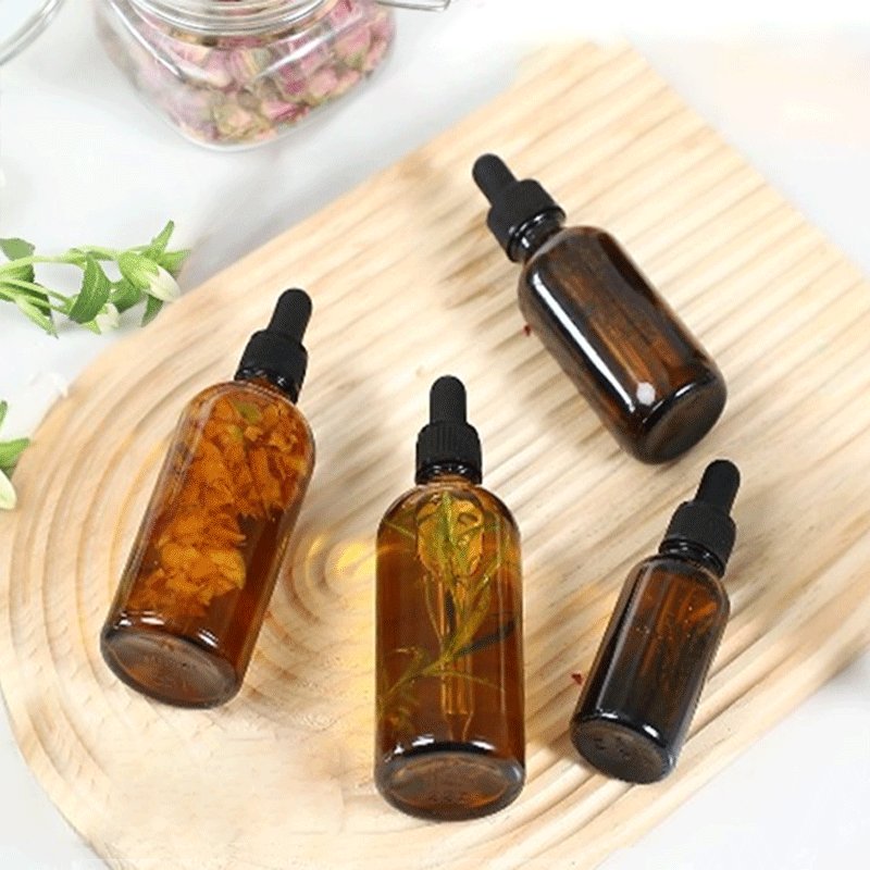 Custom Luxury 50Ml 30Ml 10Ml Premium Serum Amber Blue Body Essential Oil Glass Hair Care Spray Roller Droppers Bottles Glass