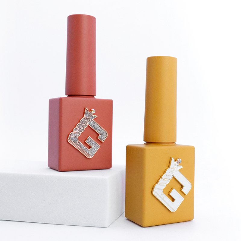 12ML Empty Nail Polish Glass Bottle With Brush Shining Plate Logo Design Accessories Colorful Luxury