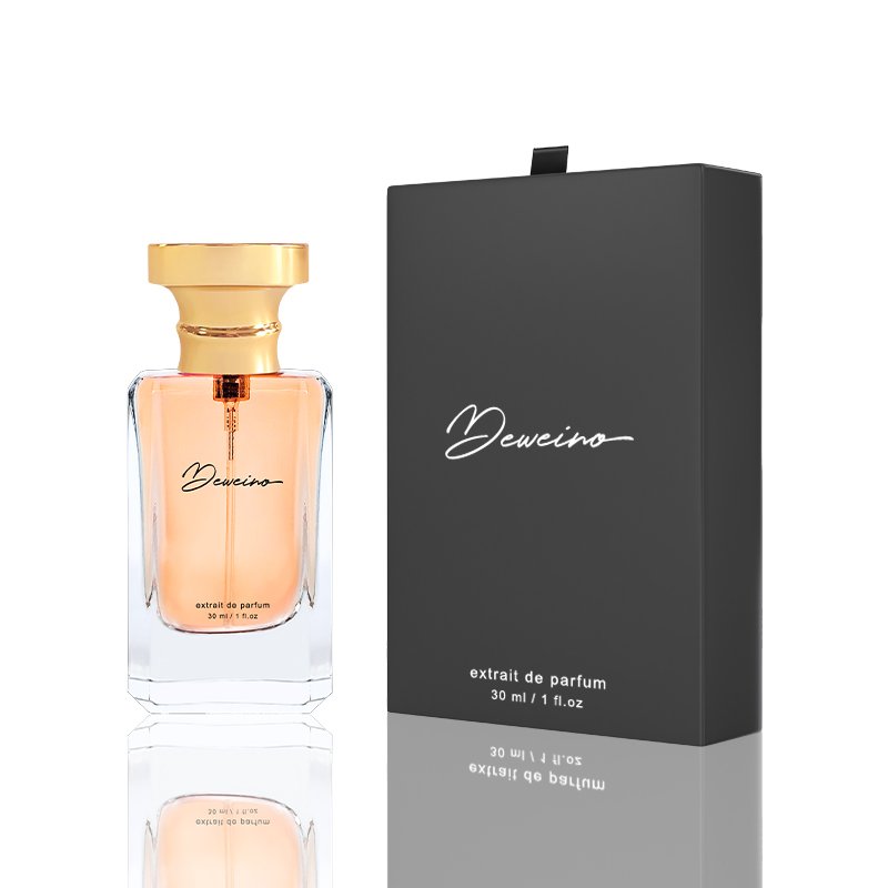 New Design 30Ml Perfume Bottle Clear Perfume Spray Glass Bottle Square Perfume Bottle With Box Packaging Crimp Neck