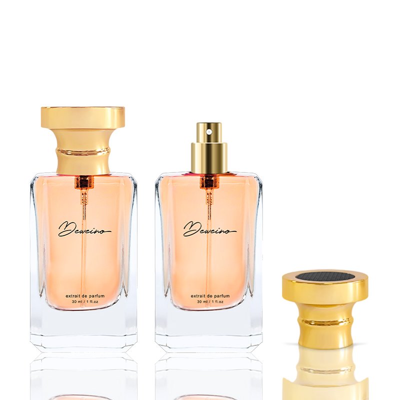 New Design 30Ml Perfume Bottle Clear Perfume Spray Glass Bottle Square Perfume Bottle With Box Packaging Crimp Neck
