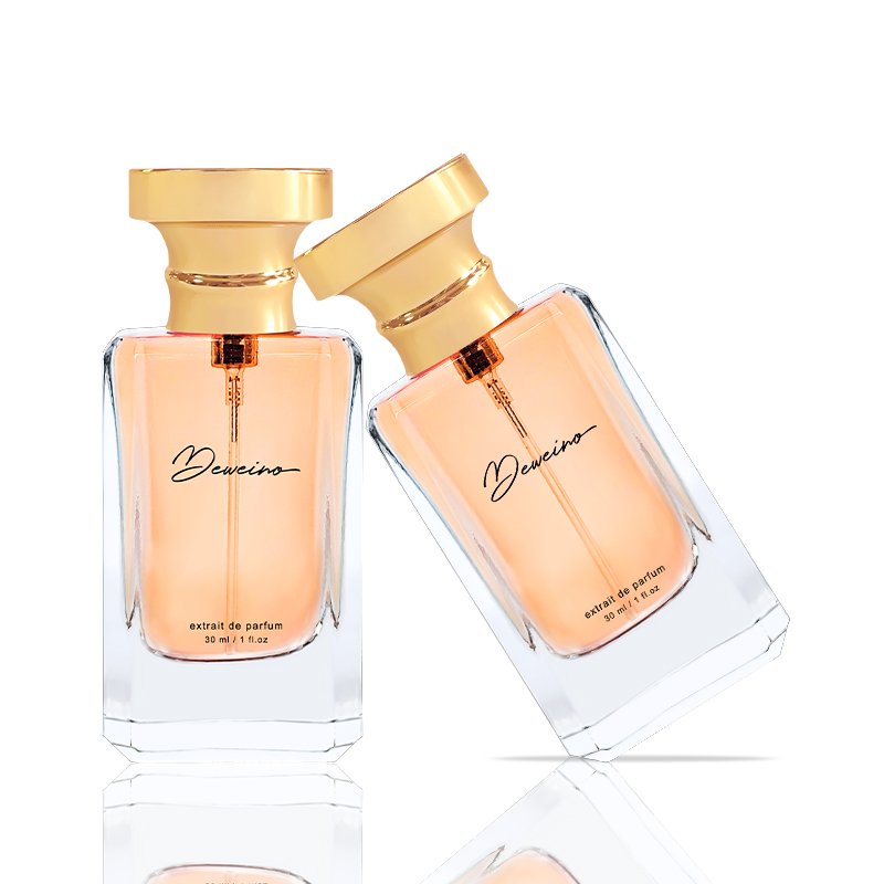 New Design 30Ml Perfume Bottle Clear Perfume Spray Glass Bottle Square Perfume Bottle With Box Packaging Crimp Neck